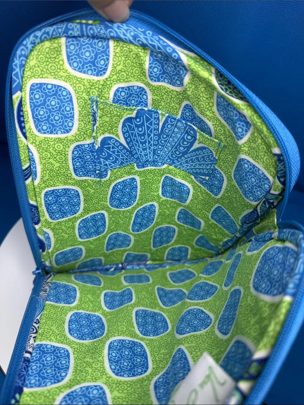Vera Bradley Blue Navy Lime Green Floral Laptop Sleeve